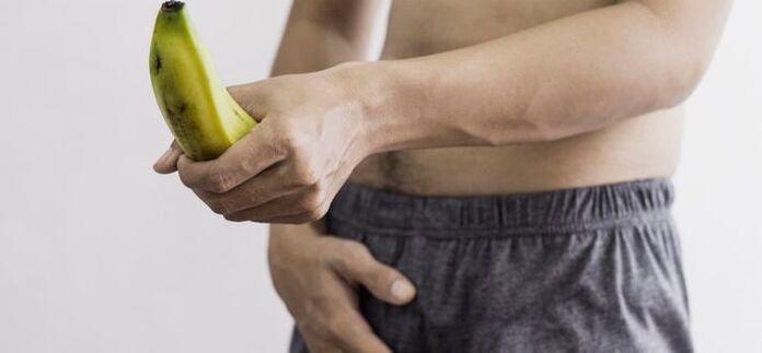 gizonezkoen zakilaren tamaina banana bat erabiliz adibide gisa